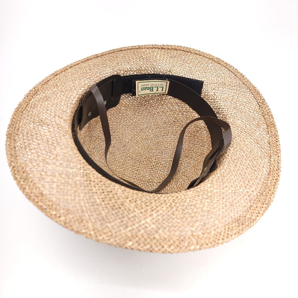 LL Bean Vtg Straw Hat Natural 2.5" Brim BOHO Sun Safari Adjustable Garden - Picture 13 of 13